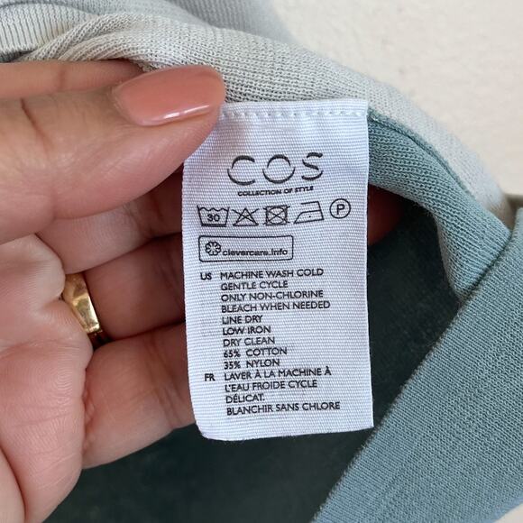 COS Knit Womens Shirt Sweater Size S Green Gray Boxy Stretchy Office Work - Picture 6 of 7